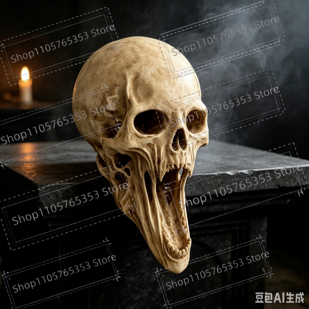 Halloween Skeleton Decoration - Gothic Screaming Skull Statue Horror Terrifying