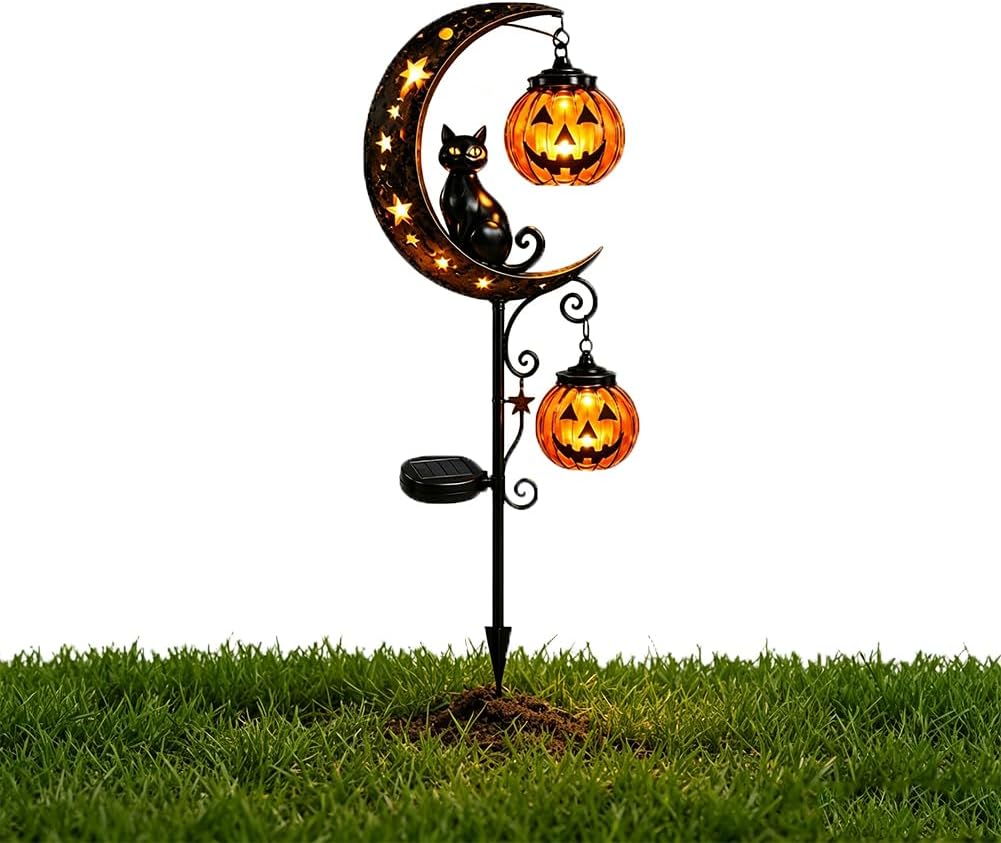Halloween Pumpkin Decor Led - Solar Halloween Black Cat Pumpkin Moon