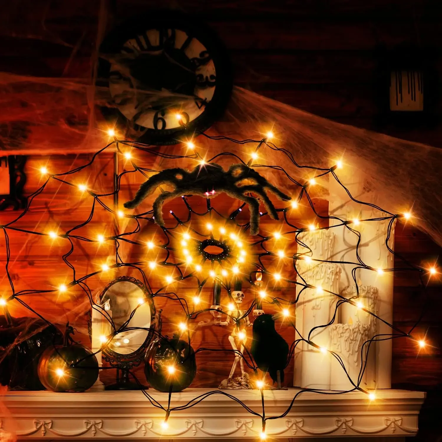 Halloween LED String Light Spi - đánh giá và giá Spider Web Halloween Decoration