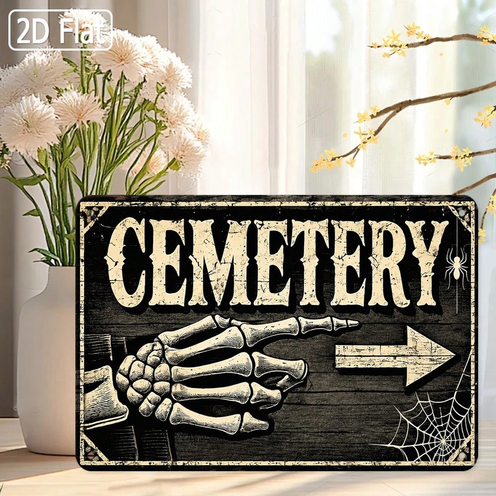 1pc 2D Flat Tin Sign - Vintage - đánh giá và giá Halloween Skeleton Decoration