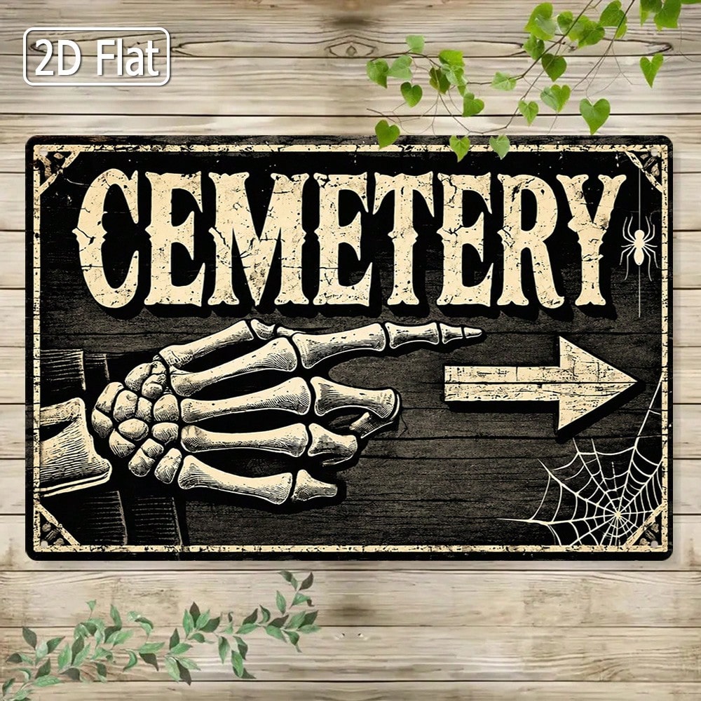 1pc 2D Flat Tin Sign - Vintage - đánh giá và giá Halloween Skeleton Decoration