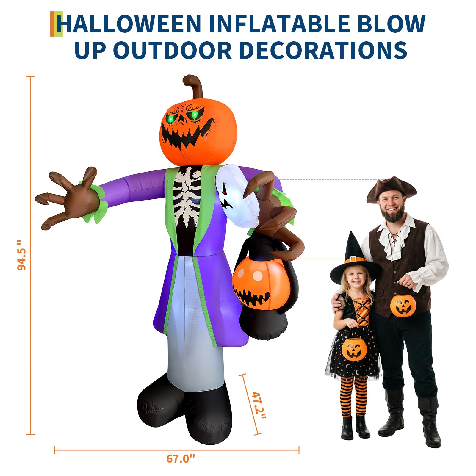 8ft Lighted Halloween Inflatab - đánh giá và giá Halloween Pumpkin Decor Led