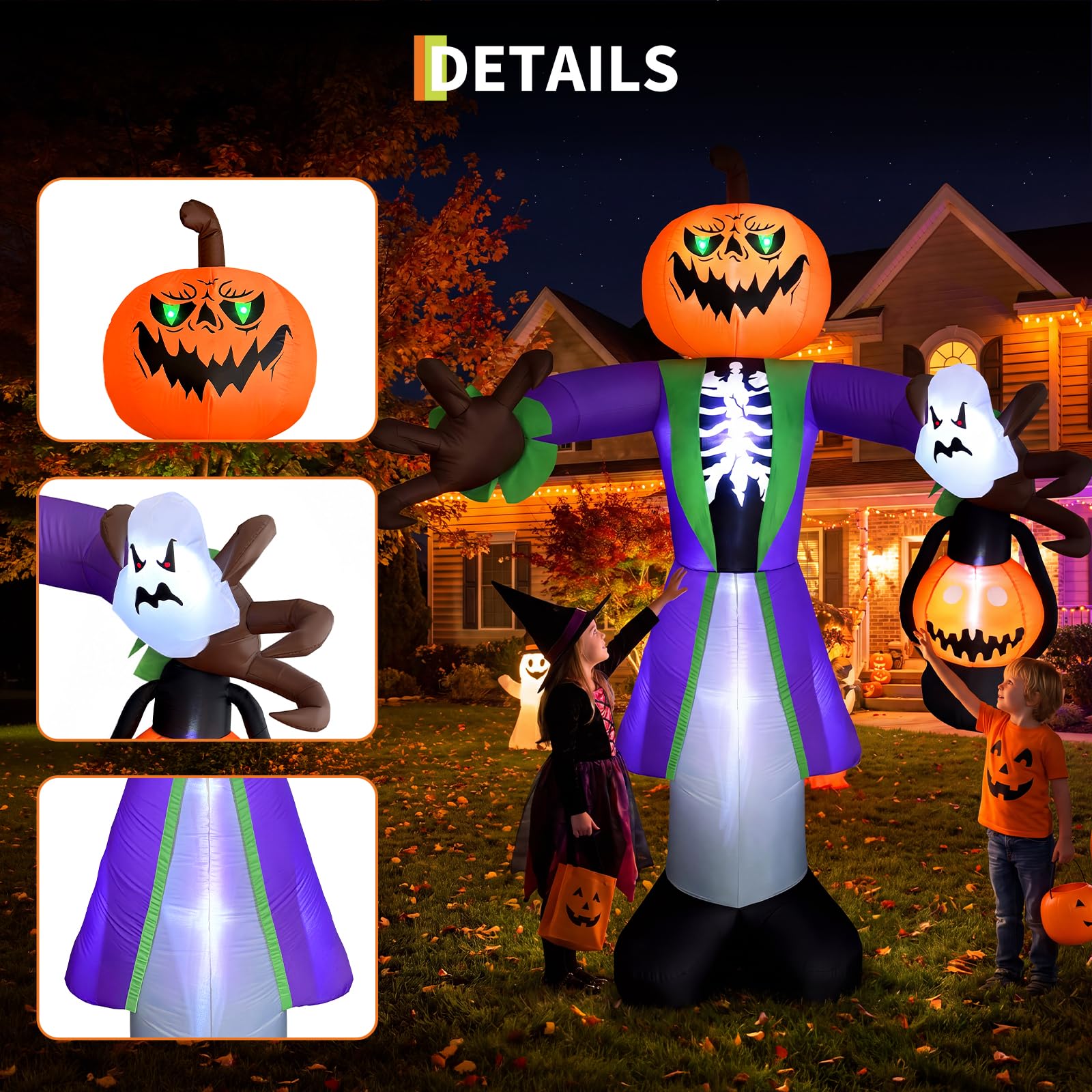 8ft Lighted Halloween Inflatab - đánh giá và giá Halloween Pumpkin Decor Led
