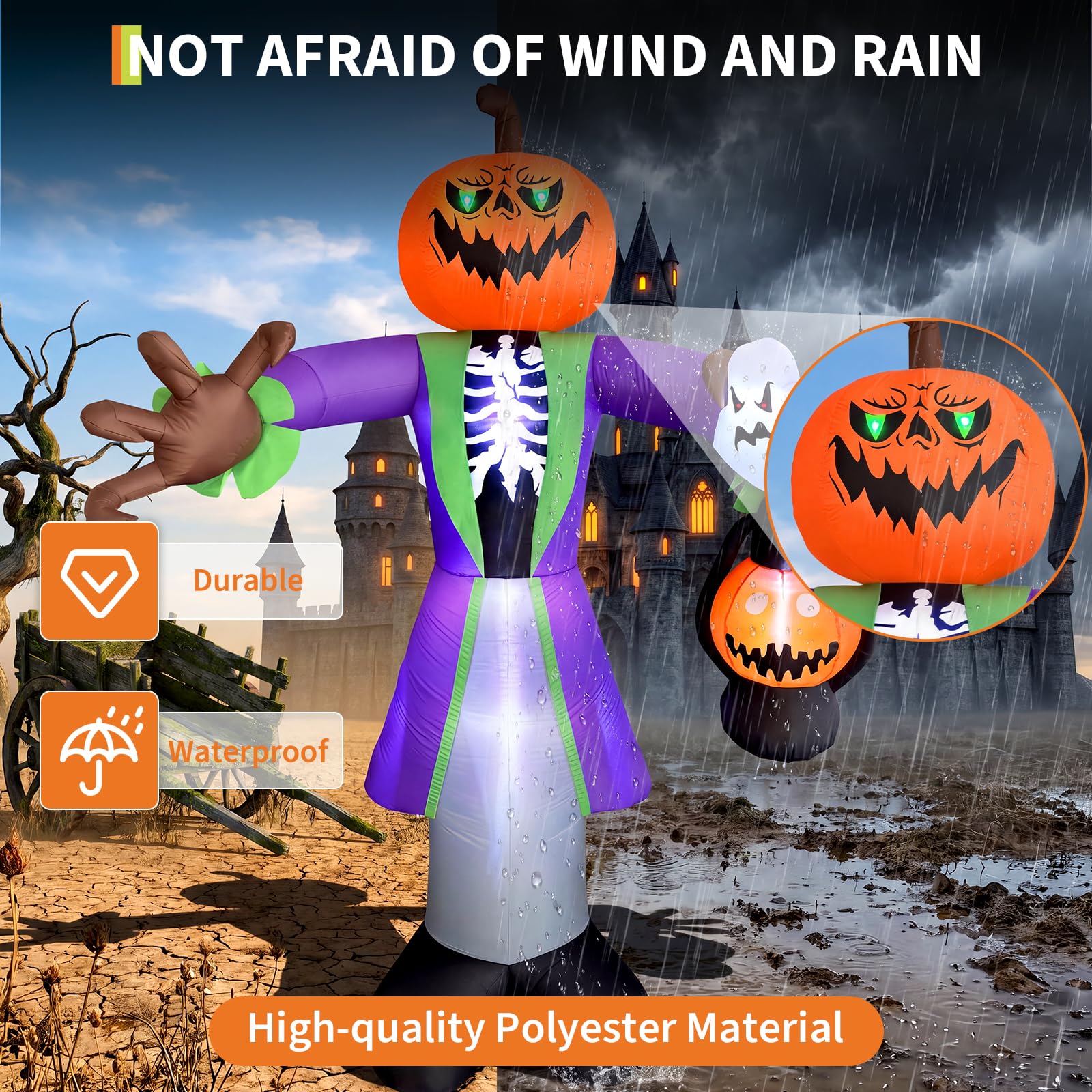 8ft Lighted Halloween Inflatab - đánh giá và giá Halloween Pumpkin Decor Led
